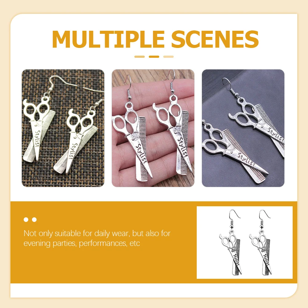 1 زوج مقص مشط مجفف شعر سبيكة استرخى أقراط للنساء مصمم الأزياء الأذن مجوهرات هدية الإناث الأذن هوك ديكور