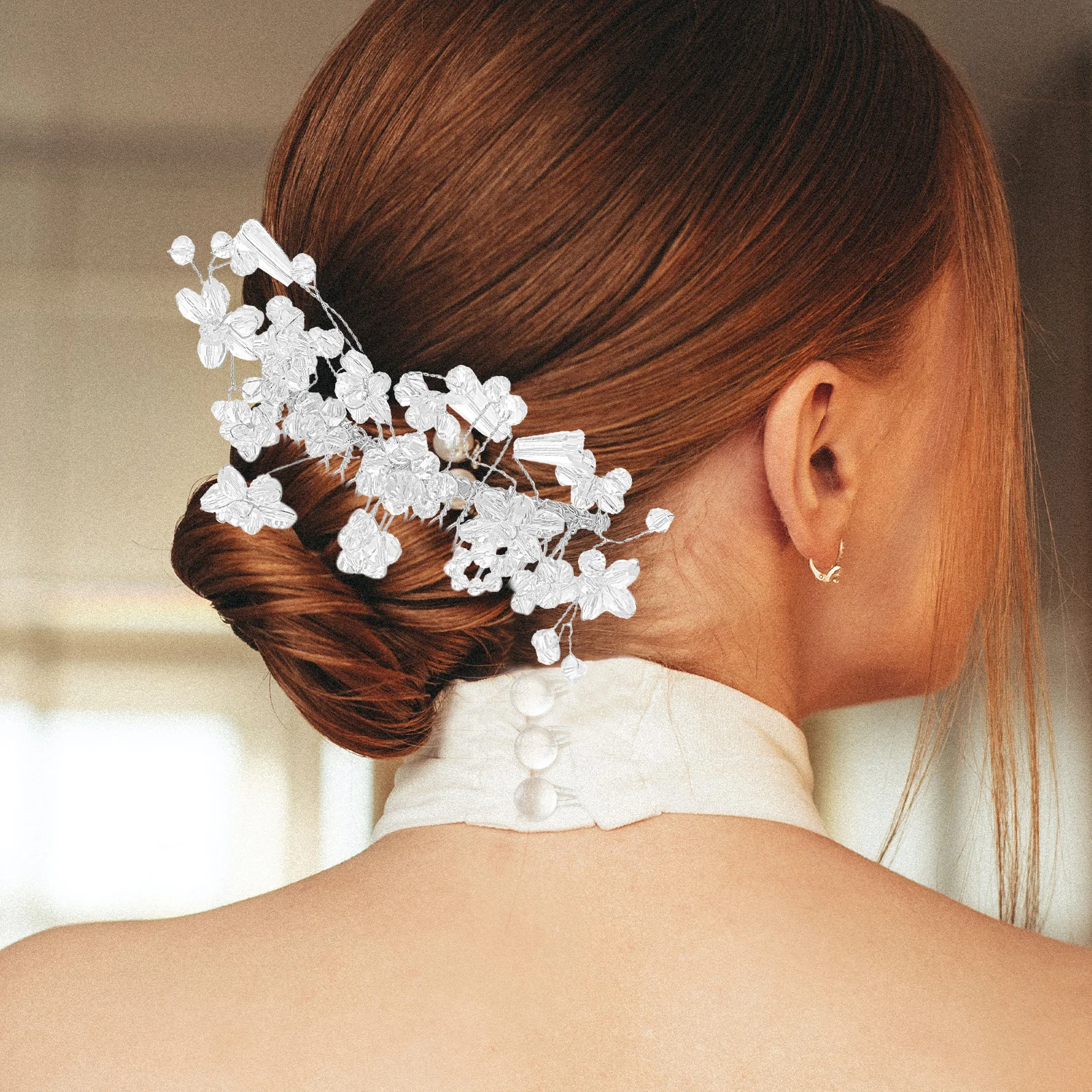 مشط شعر الزفاف إكسسوارات العروس أنيقة قطعة شعر الزفاف مشط جانبي للنساء أغطية الرأس لحفلات الزفاف #3