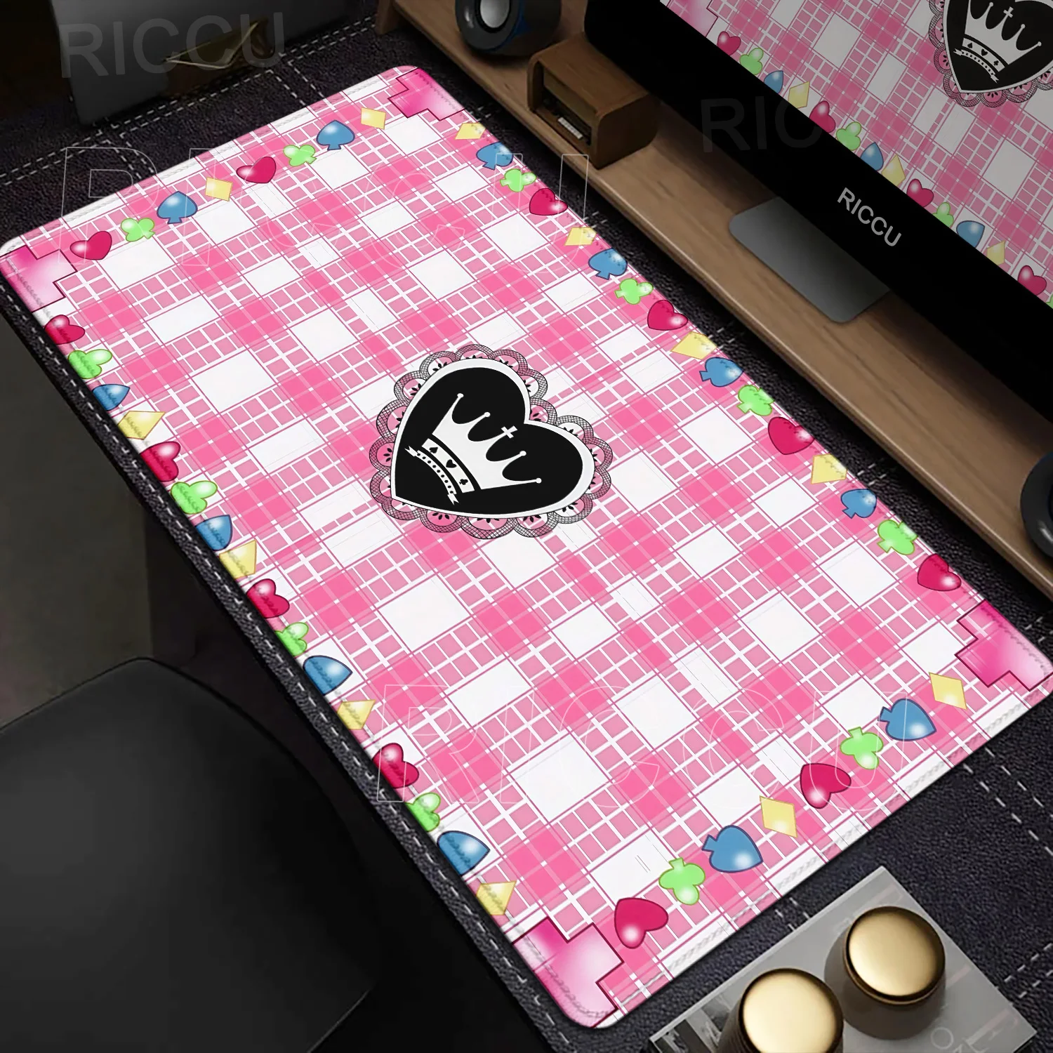 Large Kawaii Cartoon S-Shugo Chara Mouse Pad HD Rubber Washable Non-Slip Lock-Edge Deskmat PC Gaming Computer Keyboard Tablepad