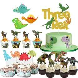 Dinosaur Party Three Rex Cake Topper Dinosaur 3rd Birthday Decoration for Boys Dino Birthday Party Supplies Cake Decor