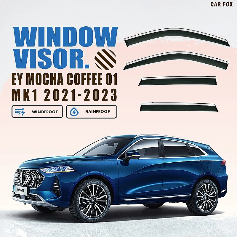 

For Great Wall Wey Mocha 2021+ Car Window Visor Rain Sun Shade Windshield Side Awning Auto Accessories