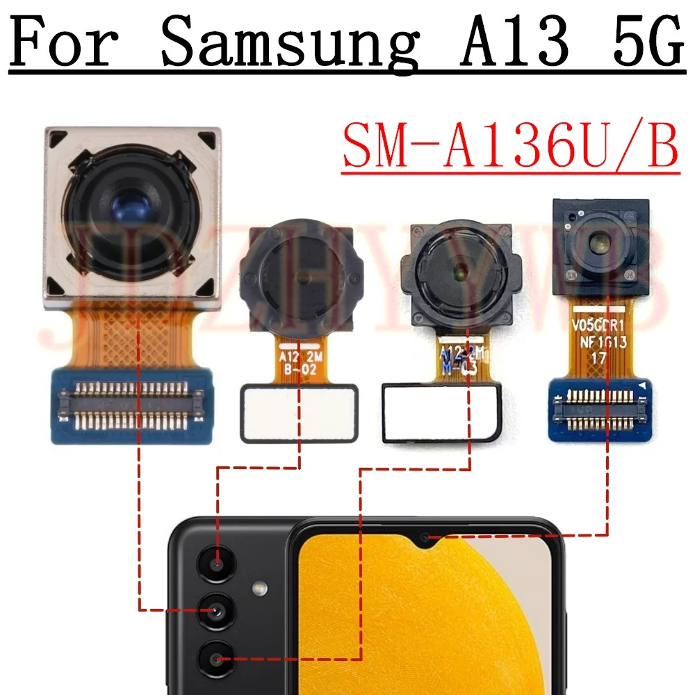 

Передняя задняя камера для Samsung Galaxy A13 5G A136B A136U Фронтальная селфи Широкий основной 50-мегапиксельный модуль задней камеры Гибкий кабель