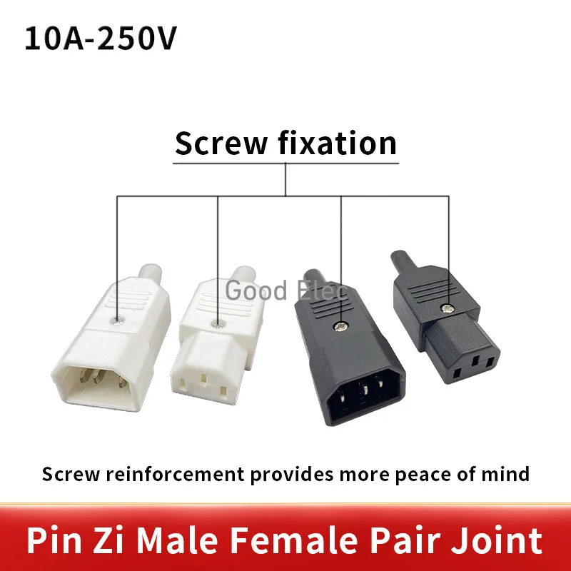 New Wholesale Price 10A 250V Black IEC C13 Male Plug Rewirable Power Connector 3 pin ac Socket