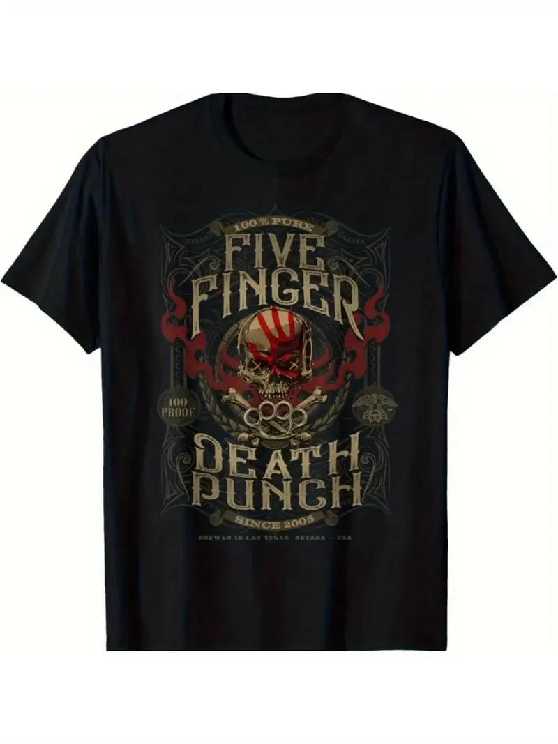 

Men'S & Women'S Retro 'Five Finger Death Punch' Graphic T-Shirt - 100% Cotton, 1
