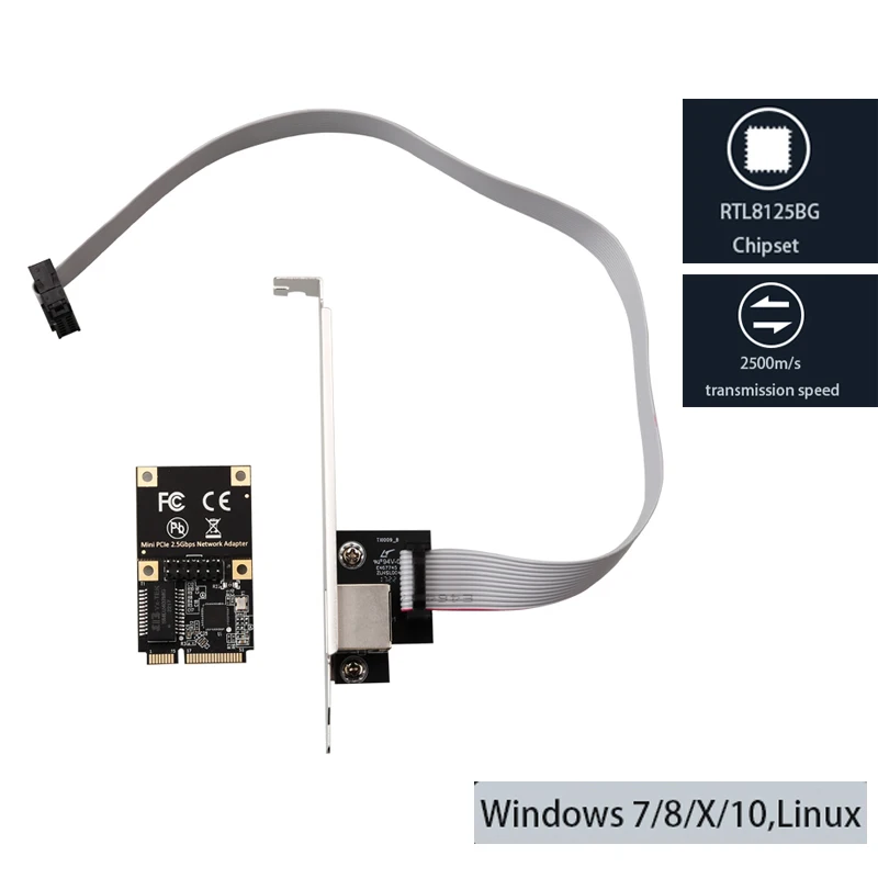 

RJ-45 LAN-адаптер, игровой адаптивный сетевой адаптер для настольного компьютера, 2,5G Gigabit Mini PCIe, сетевая карта Ethernet, игровая карта PCIE 2500M