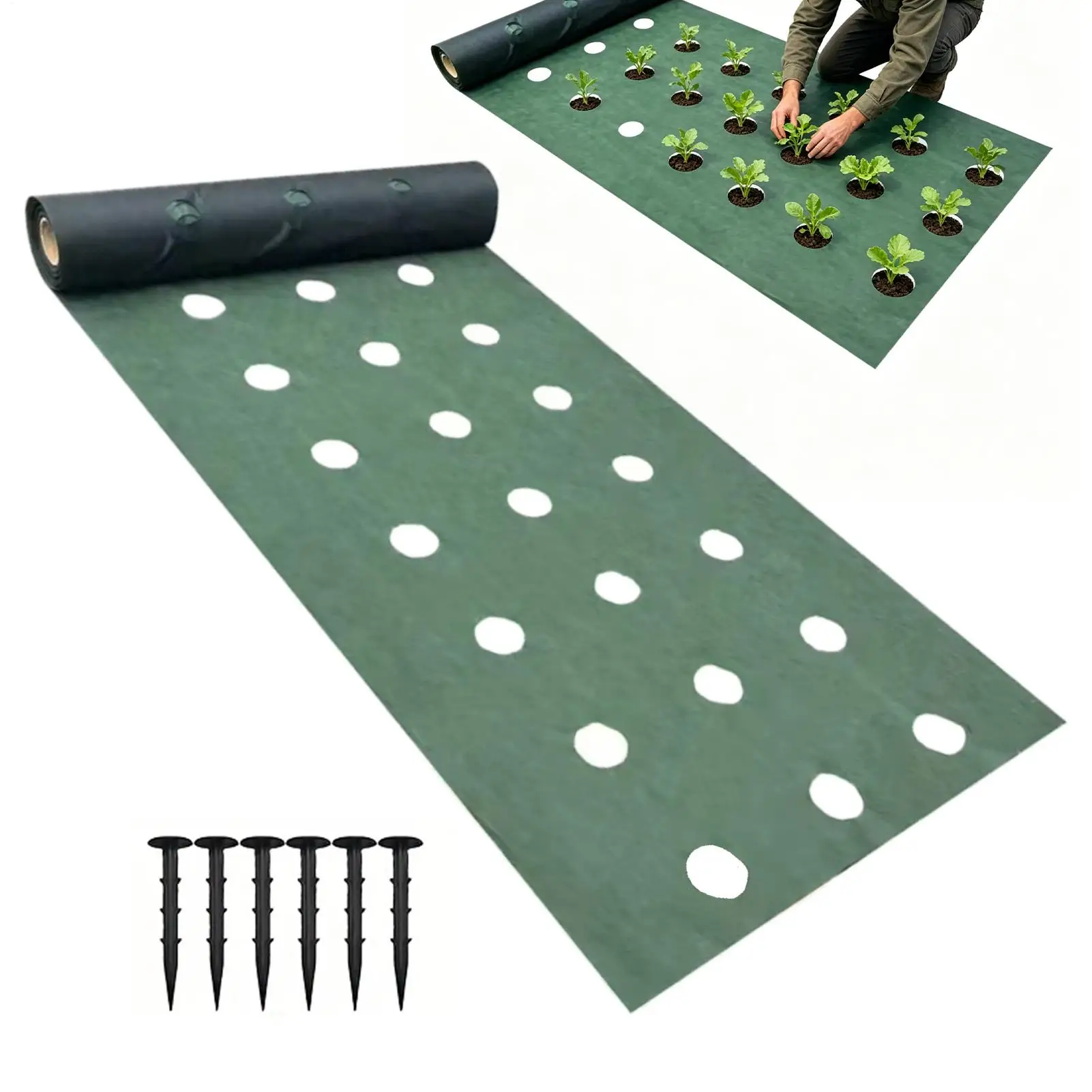 Pre-punched Holes Perforated Grass Proof Cloth Biodegradable Double Layer Weeds Control Ground Cover Breathable Permeable