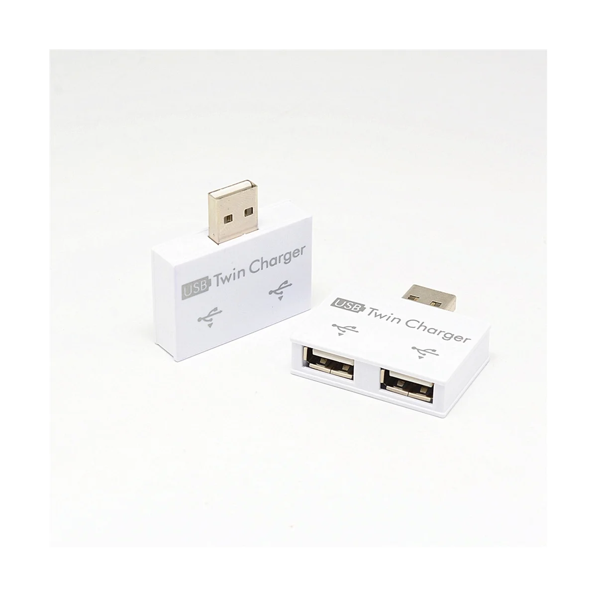 AT87-Tragbarer Mini-USB-Hub auf 2-Port-Ladegerät, Hub-Adapter, USB-Splitter, Dual-USB-Lade-Extender für Telefon, Computer, Schwarz