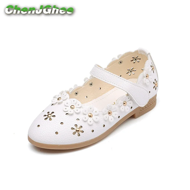 Mumoresip-zapatos de piel sintética para niñas, mocasines planos con flores recortadas, de princesa, suaves