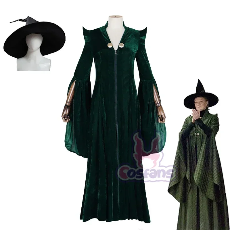 School of Witchcraft and Wizardry Costume Professor Mileva McGonagall Hogwarts College Presidentis Robe Halloween Costume