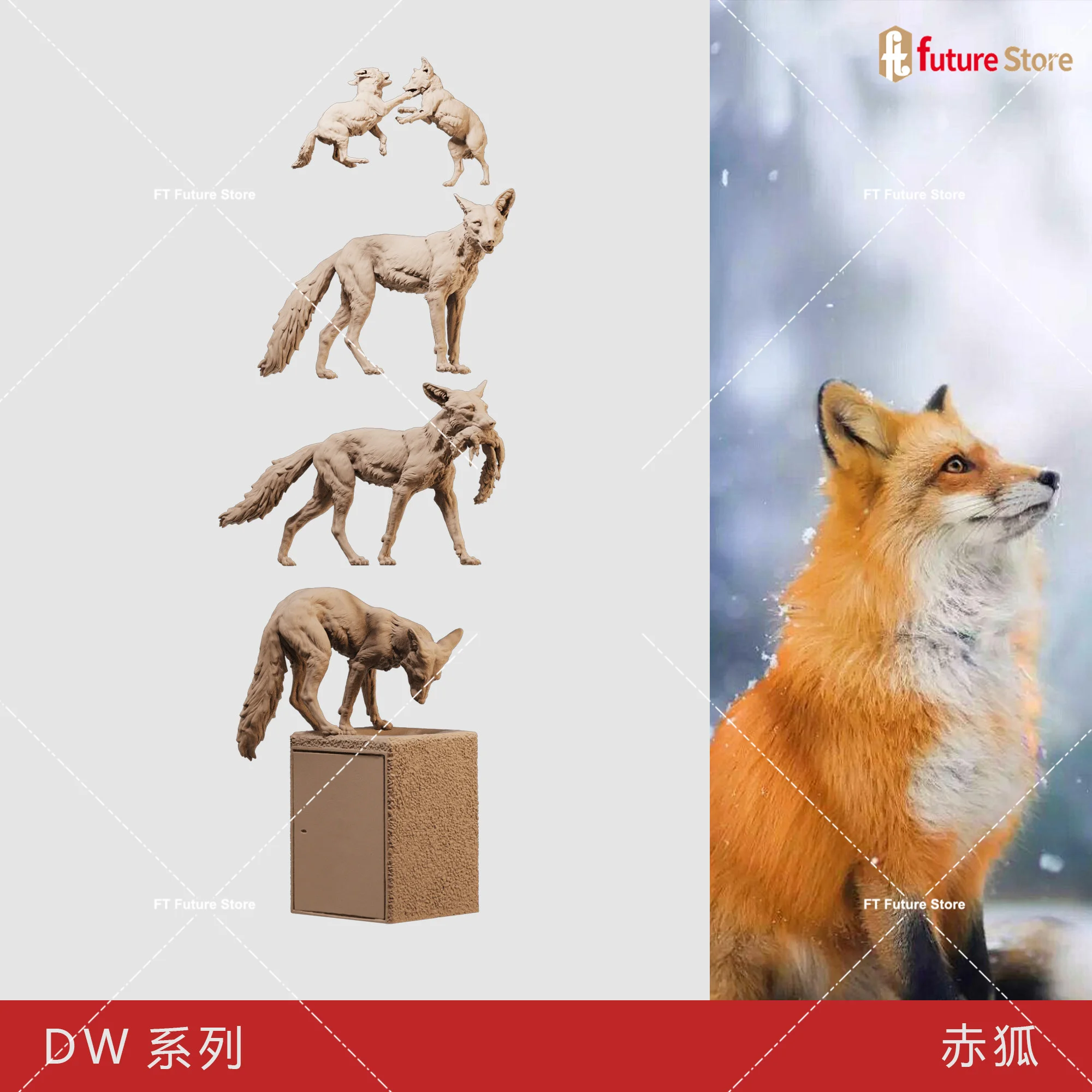 3D Print Miniatuur 1/64 1/35 Wild Life Fox Leopard Figuur Mini Dier Poppen Beeldje Scène Rekwisieten Ambachten Decor Kunstwerk Ornament