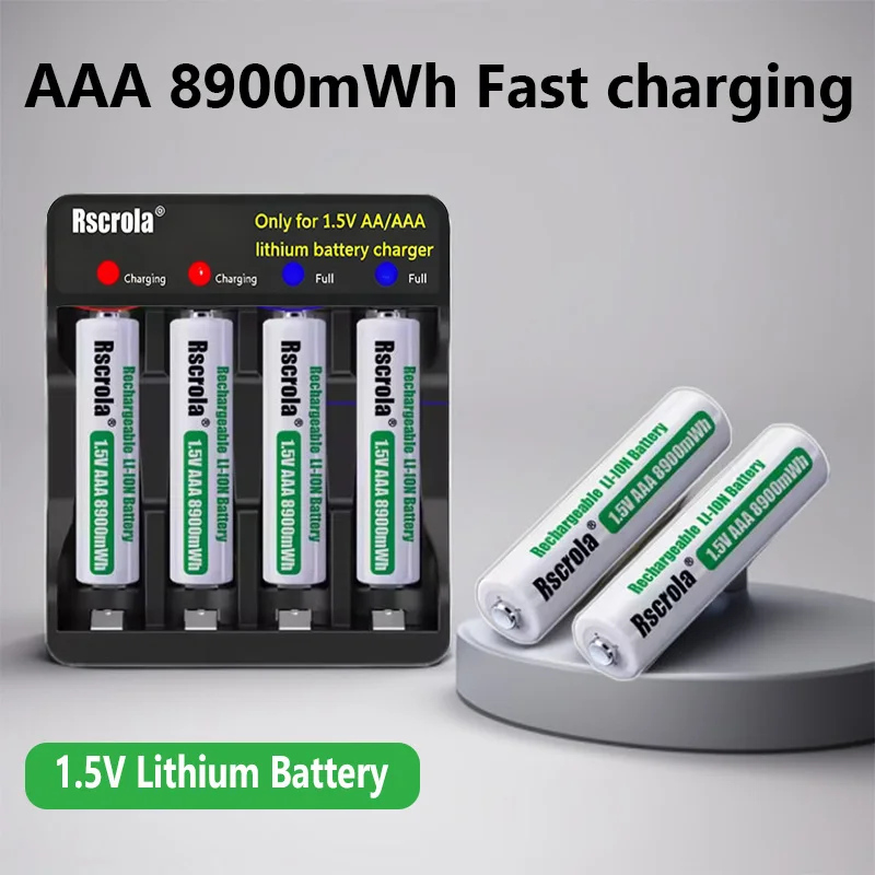

1.5V AAA 8900mWh Lithium Rechargeable Batteries Long-Lasting & Fast-Charging ,for Wireless Mice, Digital Clocks & Flashlights