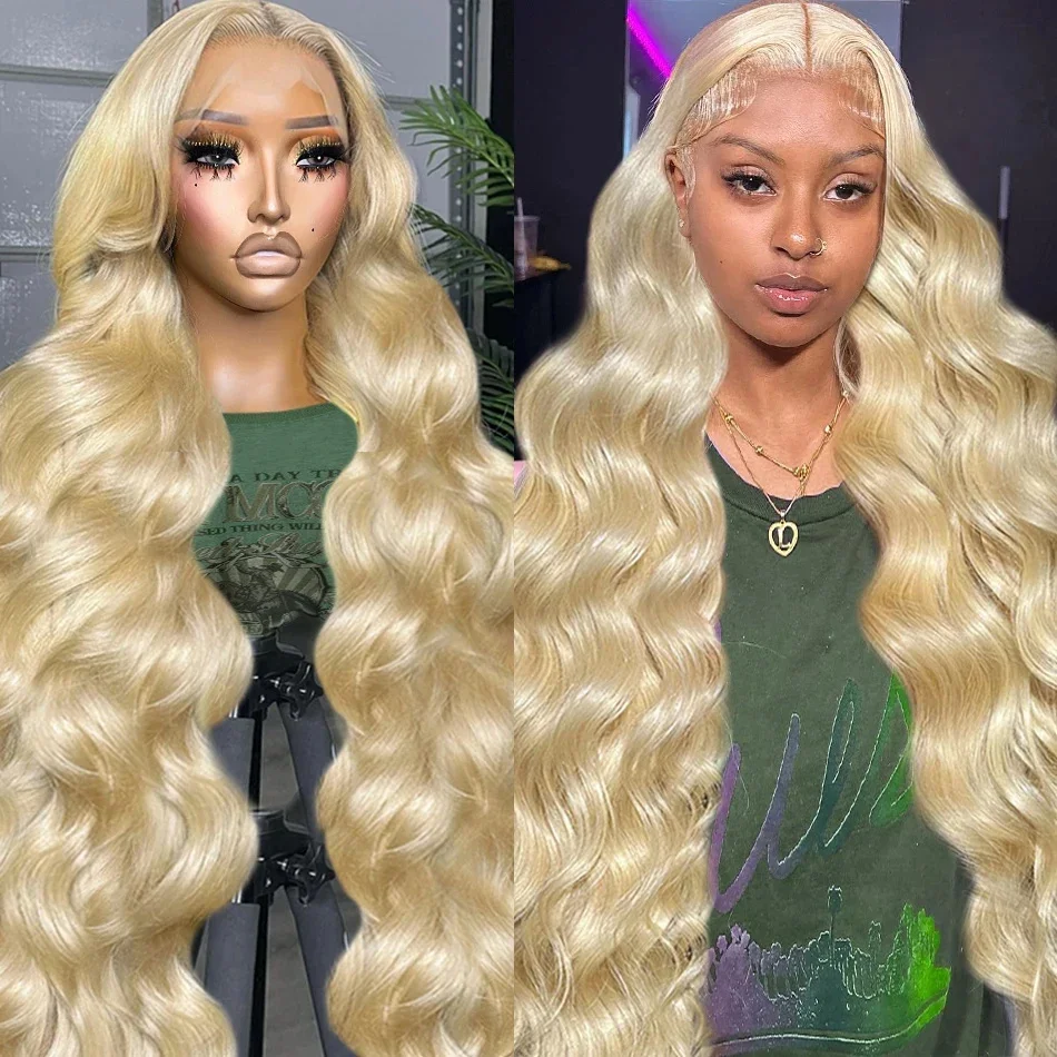 

30 36 inch 613 Honey Blonde Body wave Lace Front Human Hair Wigs For Women Colored Transparent 13x4 Lace Frontal Wig On Sale