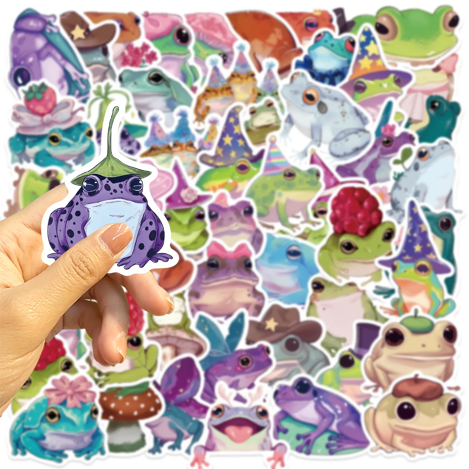 10/30/50 قطعة الكرتون غبي الملونة الضفدع الكتابة على الجدران ملصقات لحقيبة التزلج المحمول الأمتعة الهاتف التصميم ملصق مائي ذاتي الصنع #5