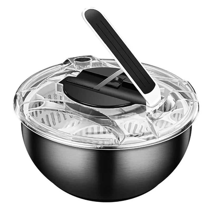 Manual Salad Spinner Drain Basket Fruit Washer Quick Dry for Home Kitchen Vegetables Food Salads Stainless Steel Small Appliance