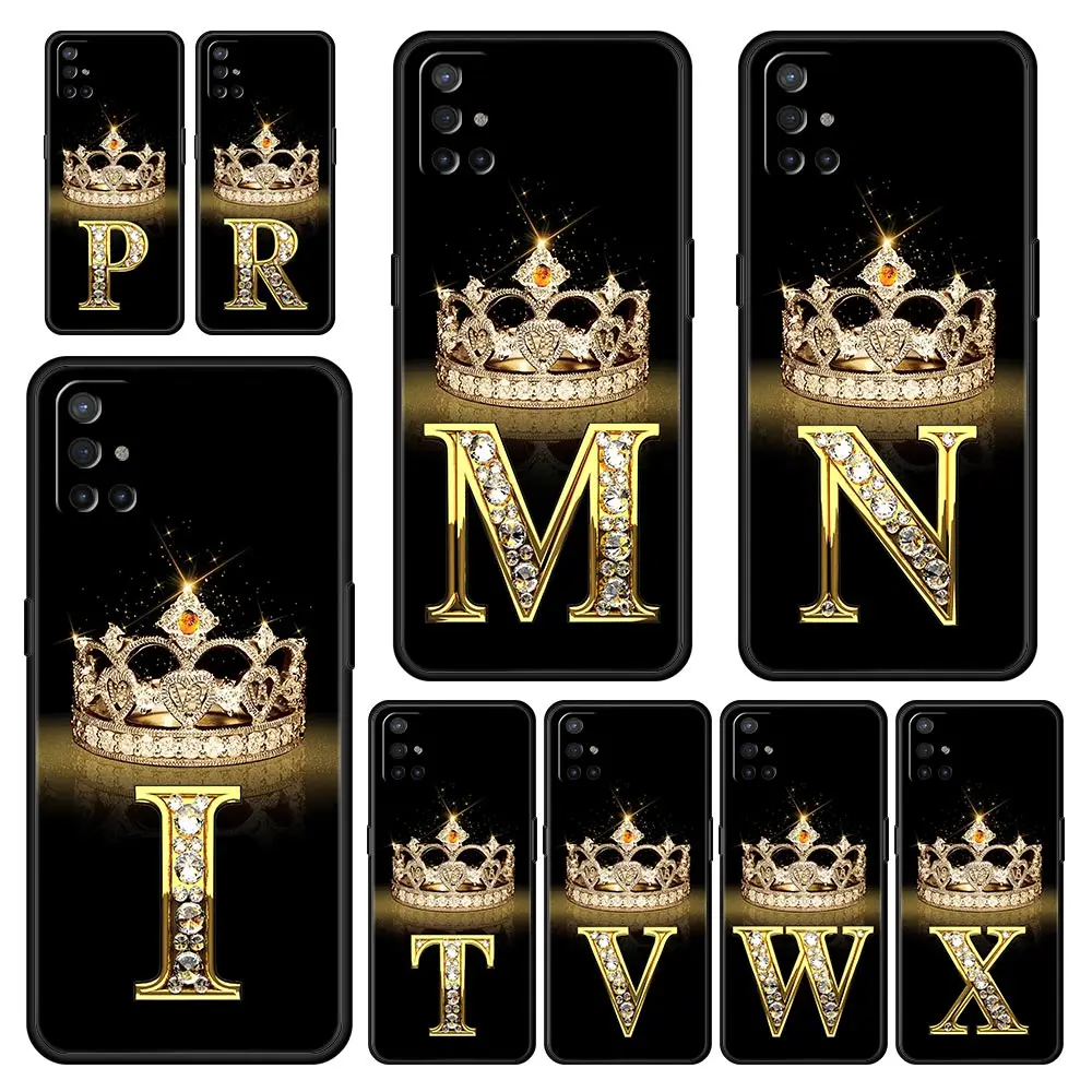 Phone Case For OnePlus 12 11 10 9 Pro 12R 10R 9R 9RT 10T 8T 8 7 6T 7T Nord 2T CE 2 5G N10 Cover Diamond Crown Letter 26 Letters