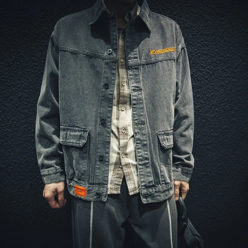 

With Embroidery Loose Outwear Japanese Retro Male Jean Coats Cheap Price Stylish Joker Korea High Quality Y2k Men's Denim Jacket