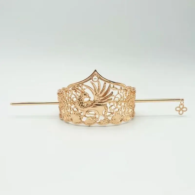 Womens Gold Plated Phenix Hairpin Chinese Headdress