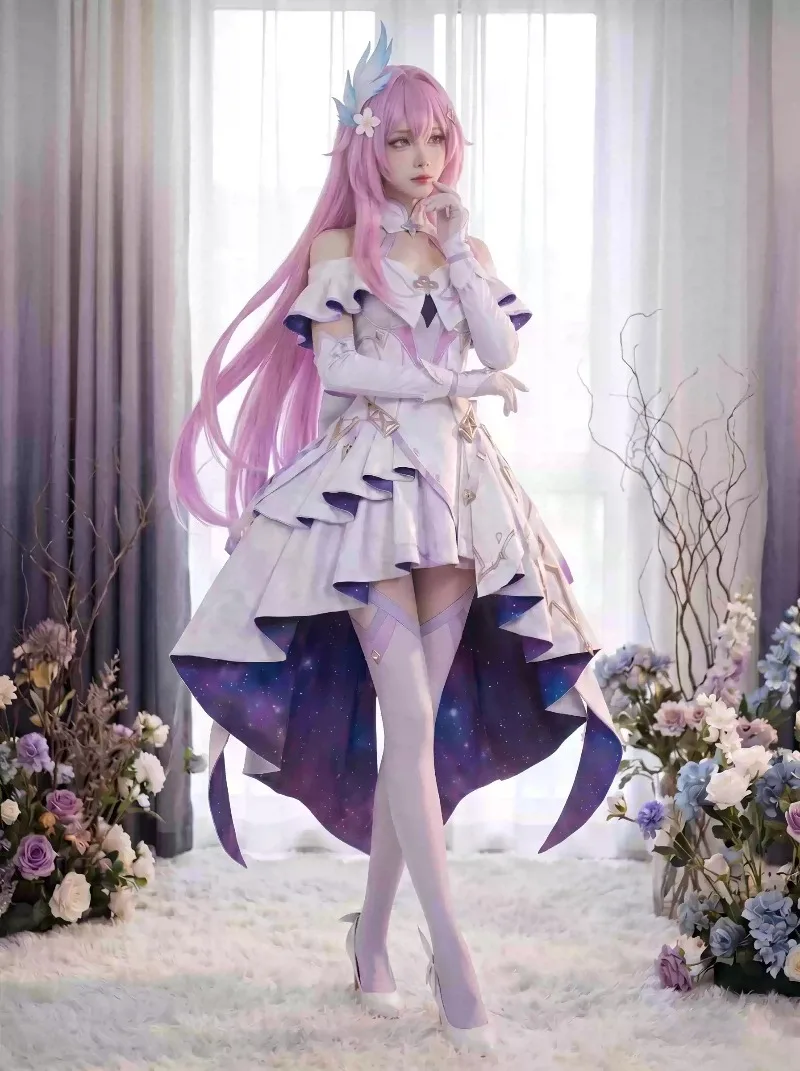 Anime Wuthering Waves Aemeath Cosplay Costume Women's Elegant Concert Dress Halloween Carnival New Uniform Socks Headwear Props view 3