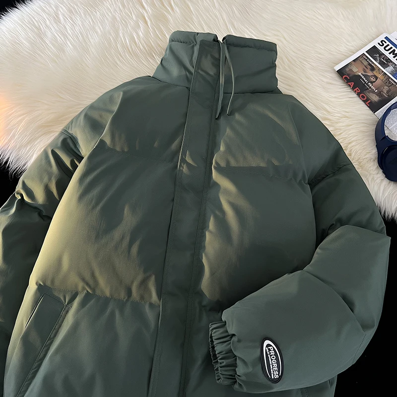 

Men's down Cotton Jaet Thi Warm Stand Collar Retro American Sle Winter Coat Large Size Youth Casual Faion Ox Cloth