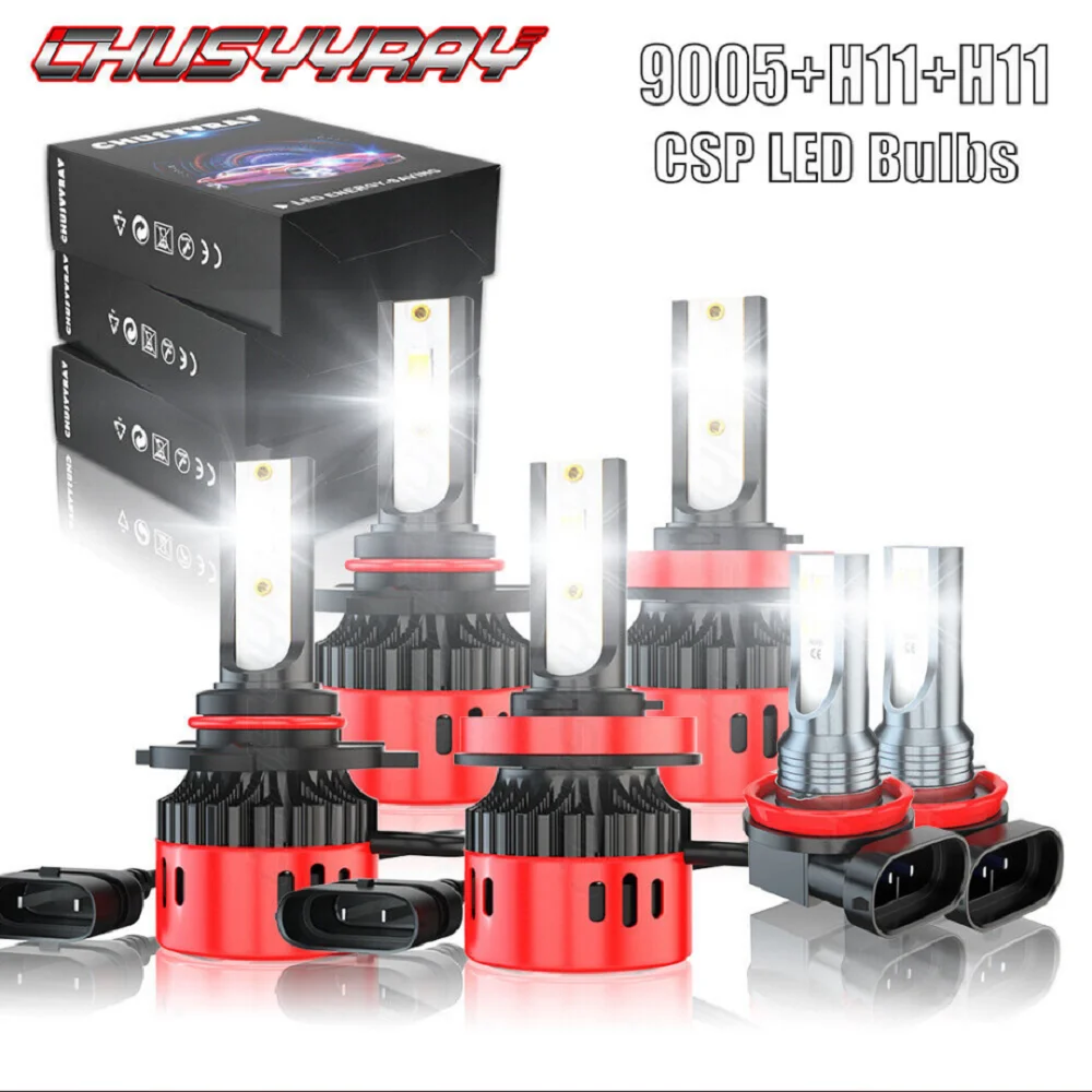 

PCVBMLAUT Car lights For 2011-2017 Toyota Sienna 6000K CSP LED Headlight Fog Light 6X Bulbs Combo Car accsesories