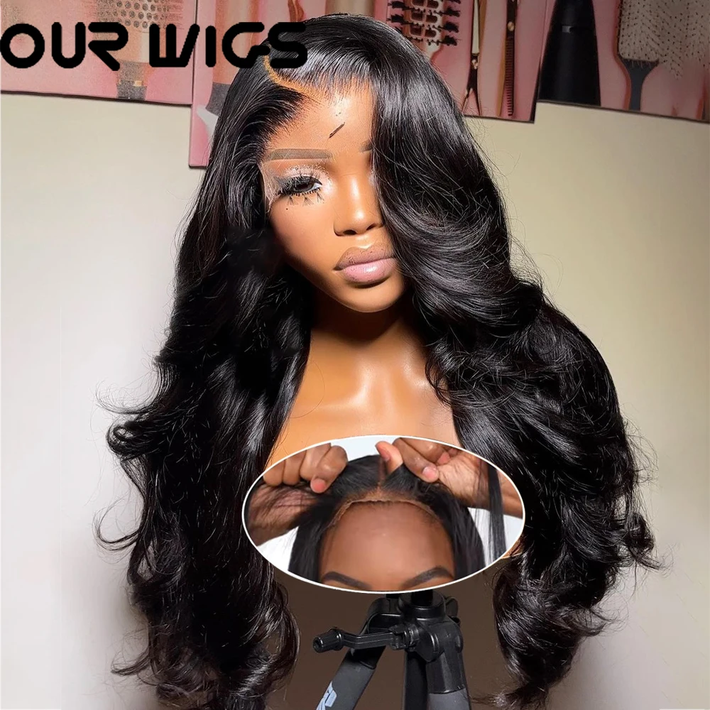 

Easy to Wear Glueless Wigs Body Wave 4x4 Lace Closure Wigs Synthetic Pre Cut Lace Front Wigs for Women Natural 180% Density Wig
