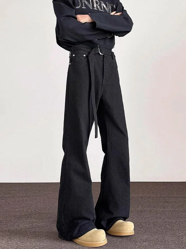 

Bla Sa Flared Jeans Men's American High Street Straight Leg Narrow Version Slimming Knife Pants Youth Trend Resistant