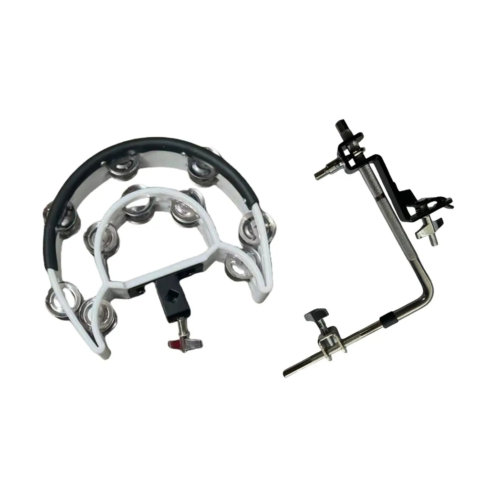 Double Row Tambourine Drum Parts Mountable Cymbal Hi Hat Tambourine with Mount for Stage Ensemble Concert KTV Kids Adults