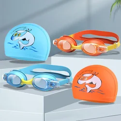 Children's Swimming Cap Swimming Goggle Set HD Anti-fog Waterproof Swimming Goggles for Children 6-14 years old