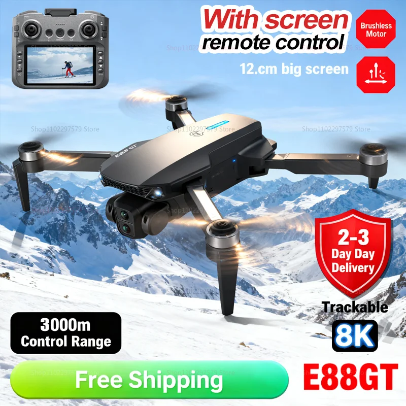 E88GT Drone FPV WIFI a grande schermo con fotocamera HD 8K Quadcopter pieghevole RC UAV per fotografia aerea Streaming live regalo da viaggio