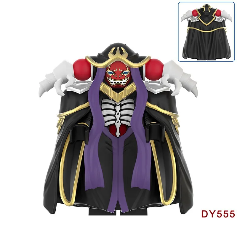 Overlord Custom Actionfigur mit Roter Maske, Schwarzem Umhang, Goldverzierung, Lila Hochwertiger Kunststoff Ainz Ooal Gown Sammlerstück
