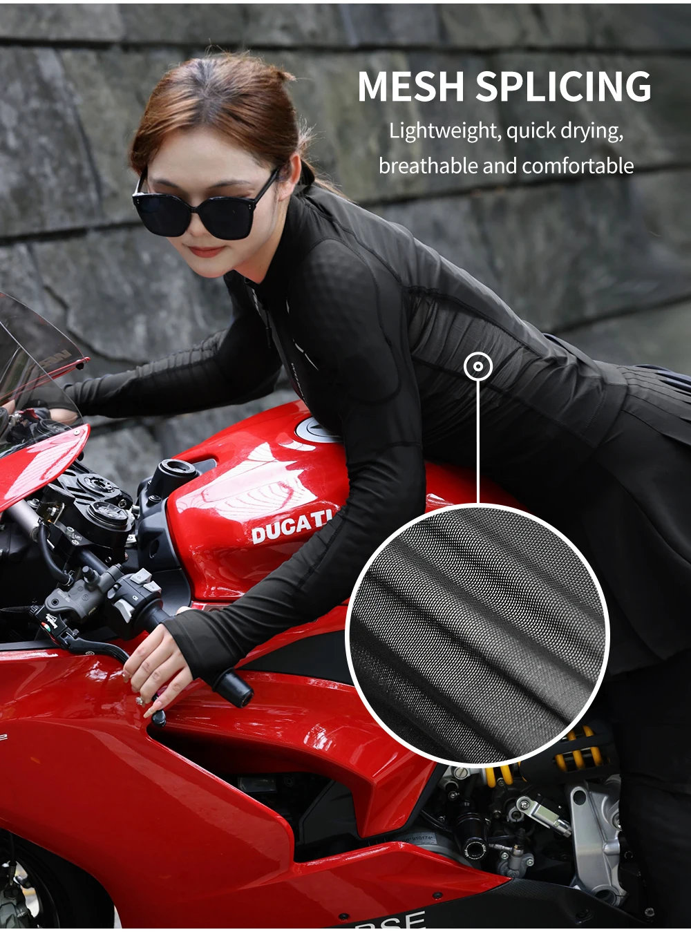 WOSAWE Women\'s Motorcycle Riding Jackets Summer Mesh Breathable Motocross Motorbike Apparel with Back Shoulder Elbow Pads