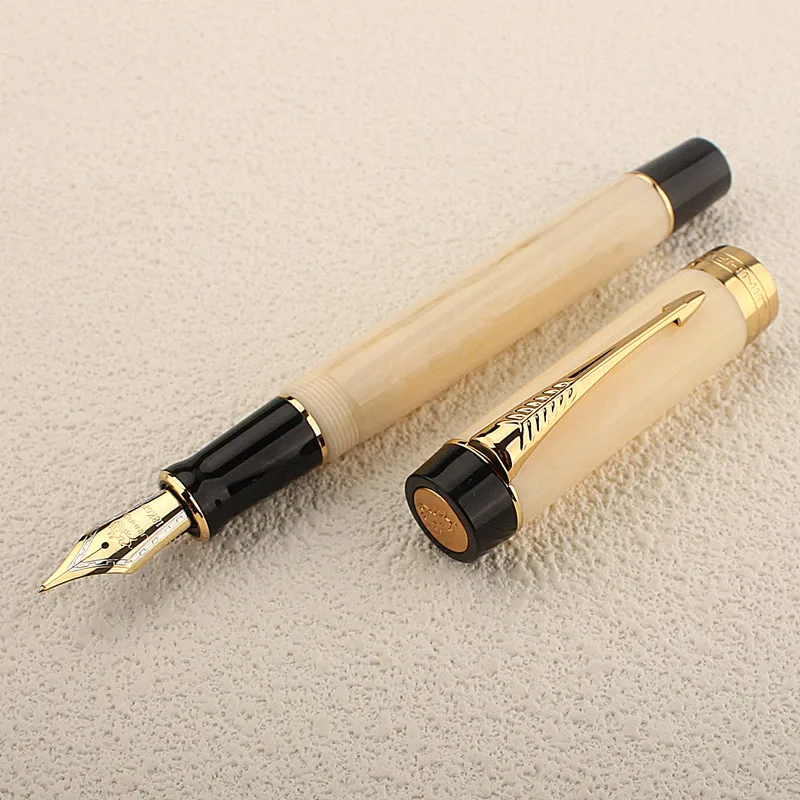 Imagem -05 - Jinhao Centenário Caneta-tinteiro de Resina Clipe Dourado Preto Iridium ef f m Bent Nib com Conversor Office Pen For Business 100