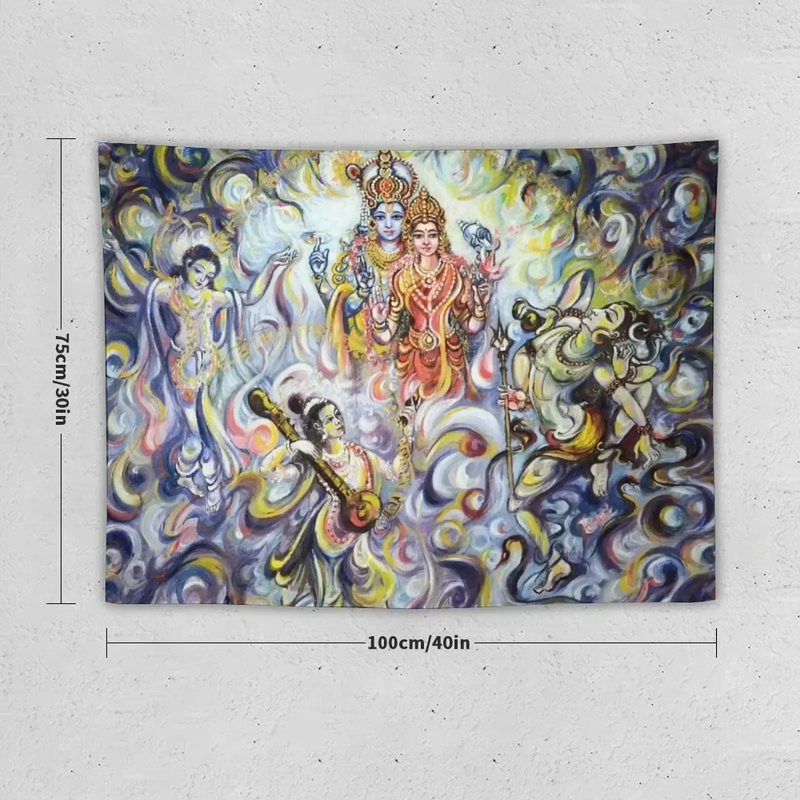 Dancing and Chanting for Vishnu Lakshmi Tapestry Korean Room Decor Carpet Wall Tapestry