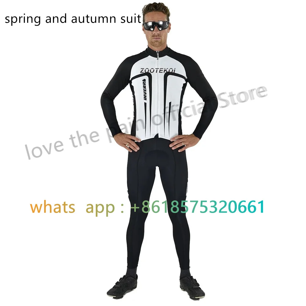 

Zootekoi Men Cycling Jersey Jacket Set Spring Autumn Thin Long Sleeve Coat Lycra Pants Suit Bike Team Sportwear Ciclismo Hombre