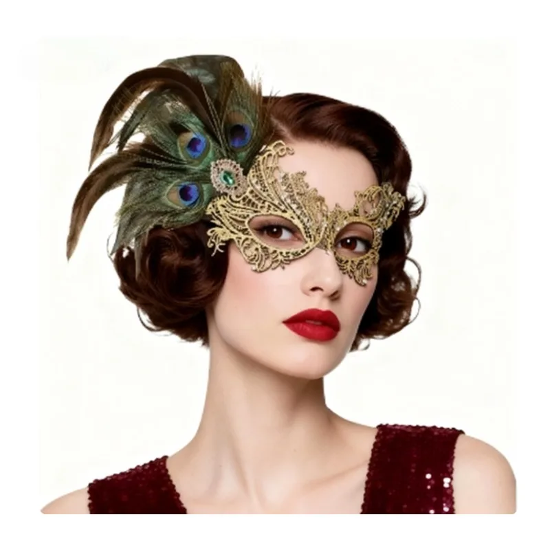 قطعتان من قناع الريش المثير للنساء | قناع كرة تنكرية للهالوين مع دانتيل لامع من حجر الراين قابل للفصل |   زي تنكري للبالغين