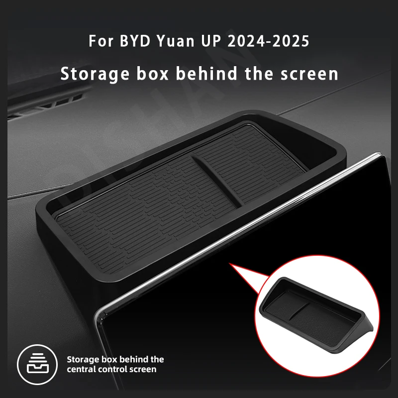

For BYD Yuan UP 2024-2025 Central Control Navigation Behind Screen Storage Box Dashboard Organizer Non-slip Tray Car Accessories