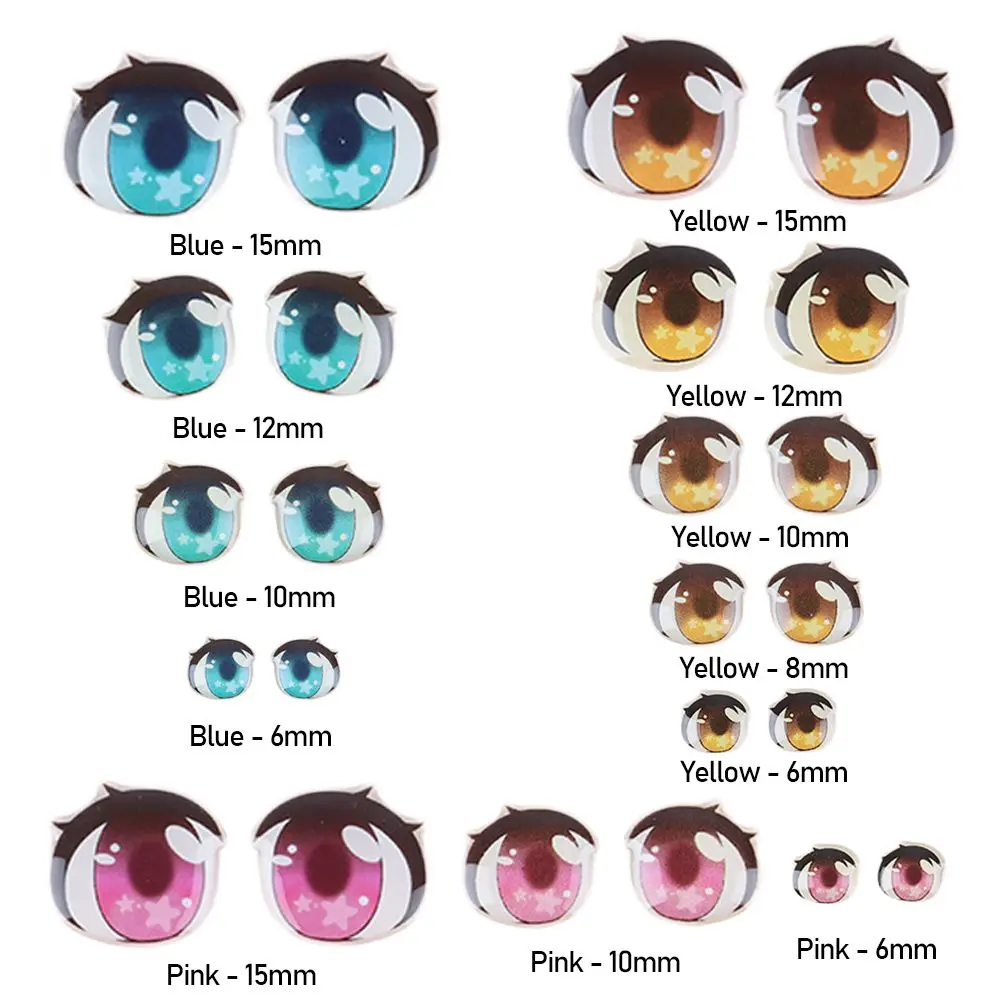 10 Pair Multi styles Decals Stars Yellow/Pink/Blue Cartoon Eyes Stickers Anime Figurine Doll Eye Chips Paper Face Organ Paster