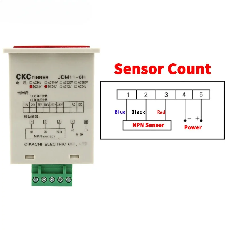 JDM11-6H 6 Digit Electronic Digital Counter Display Hall Sensor Proximity Switch NPN AC36V DC12V 24V