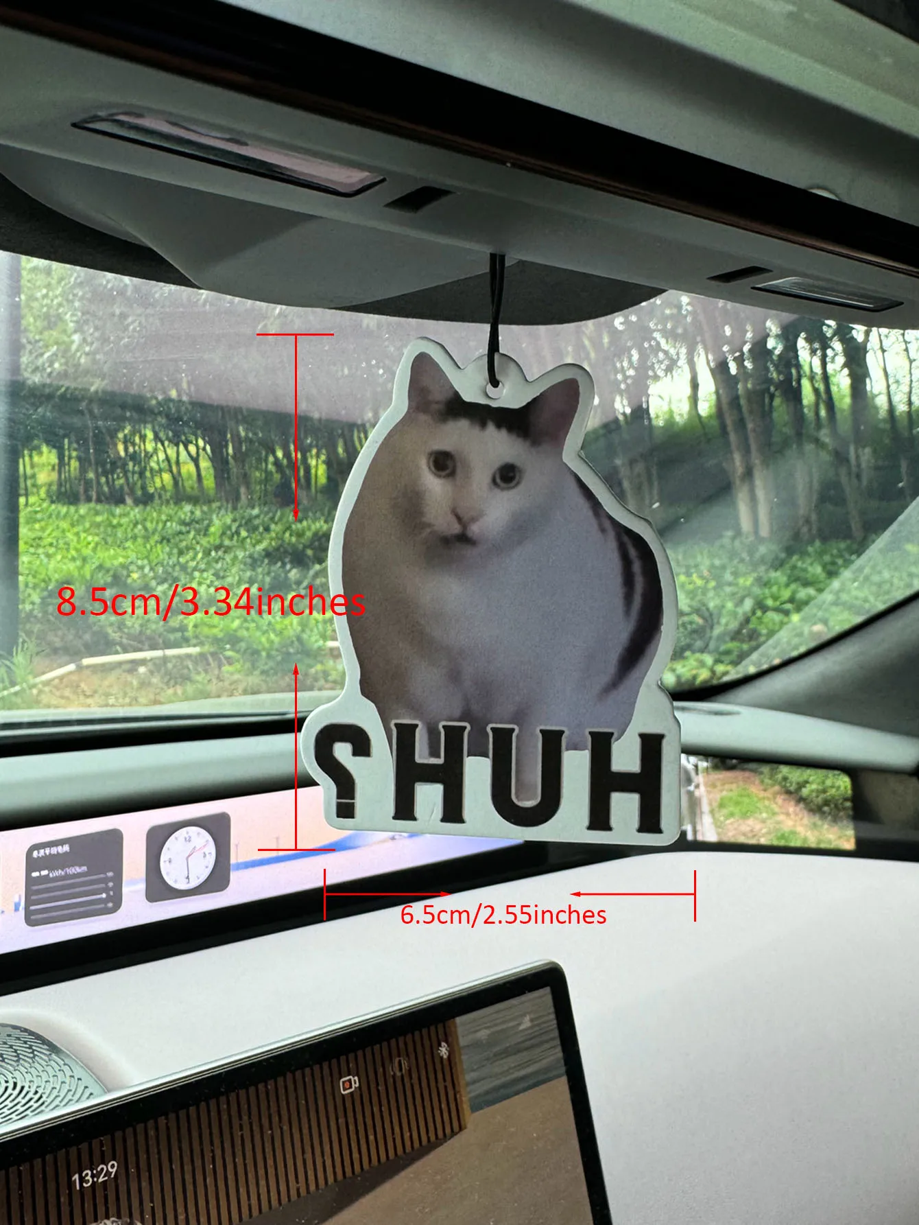 Huh? Cute White Cat Emoji Car Fragrance Tablets, Wardrobe Air Freshener, Perfume, Rearview Mirror Decoration, Car Interior Pendant, Natural Scent to