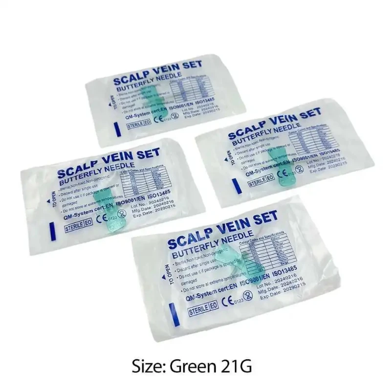 

100 шт./лот, одноразовая медицинская игла для венозной безопасности для кожи головы, игла для сбора крови, медицинская игла для домашних животных