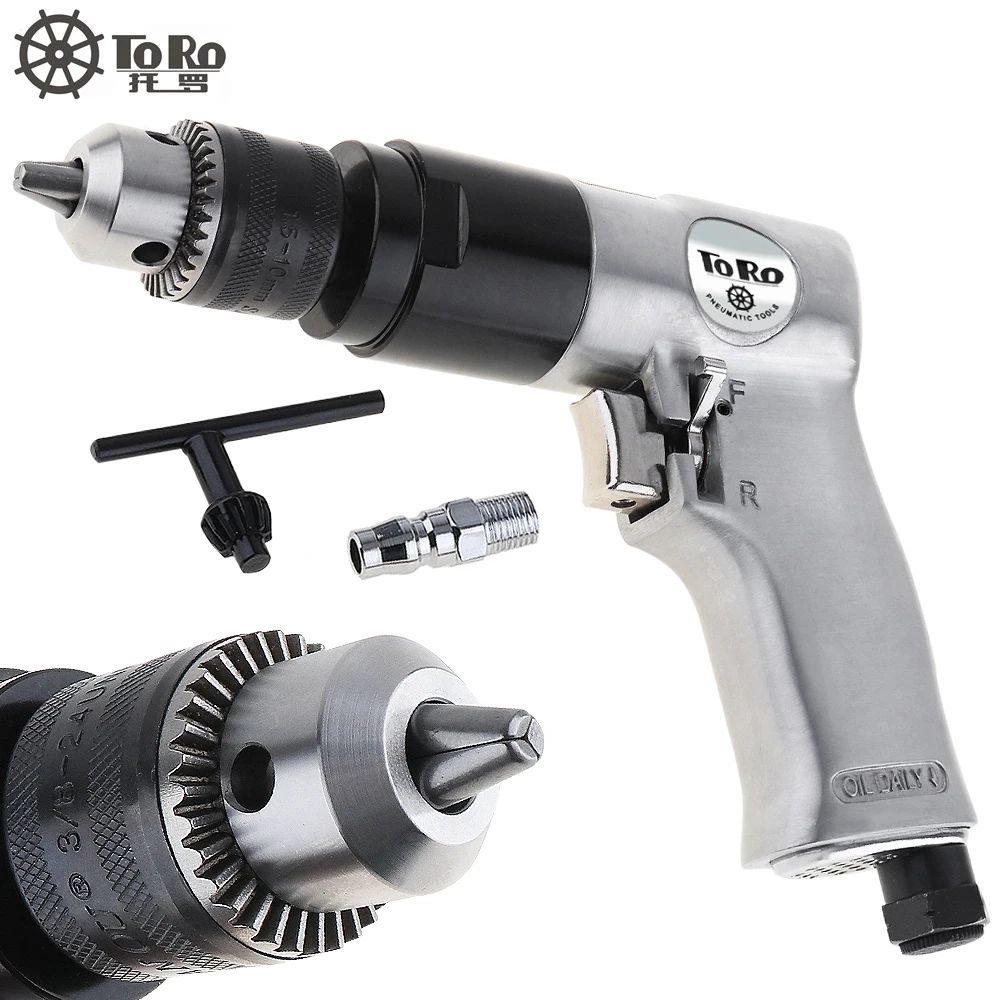 

TORO TR-5100 3/8" 1800rpm High-speed Cordless Pistol Type Pneumatic Gun Drill Reversible Super Duty Air Drill for Hole Drilling