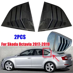 For Skoda Octavia MK3 2013-2019 Car Rear Window Louver Shutter Cover Side Vent Blinds Trim Sticker ABS Exterior Accessories