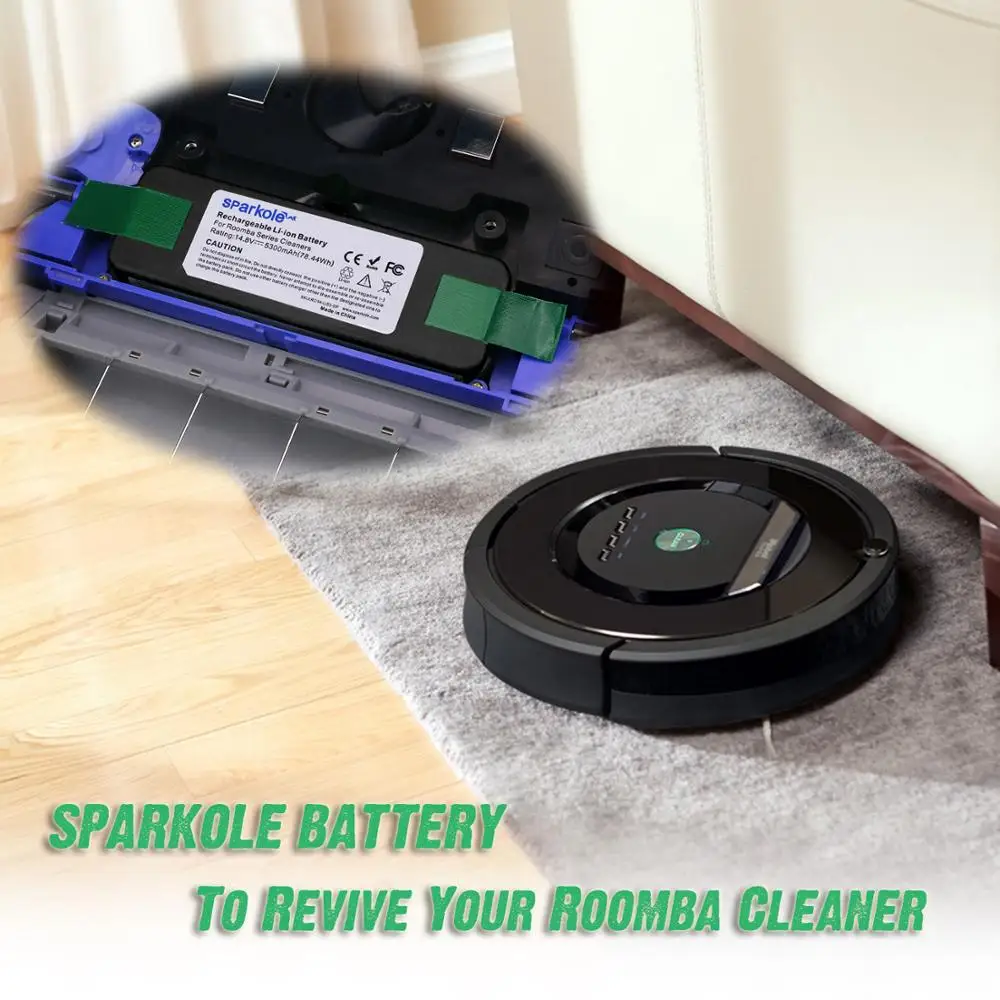 Sparkole 5.3 Ah 14.8V akumulator litowo-jonowy z ogniwami marki do iRobot Roomba 500 600 700 800 serii 560 620 630 650 760 770 870 R3