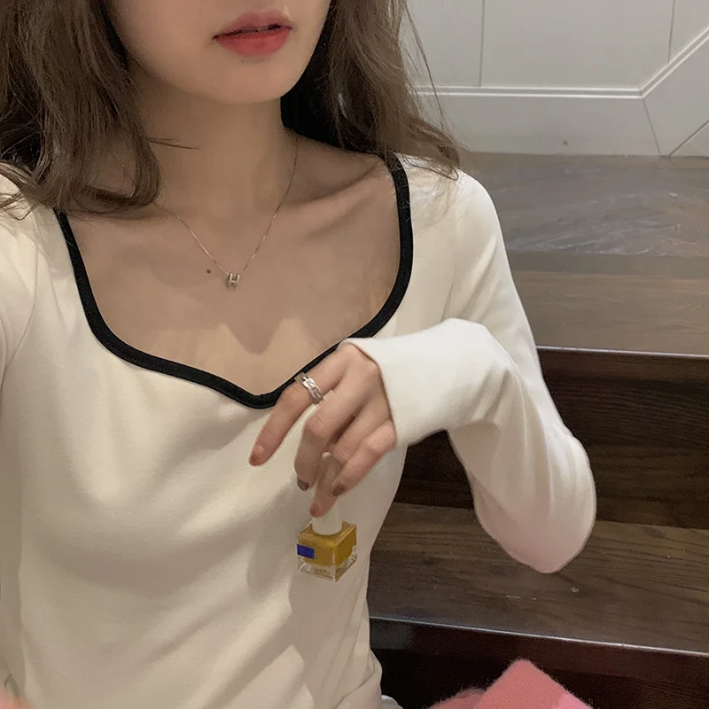 Sweet And Spicy Girl Versatile Slimming Base Layer T-Shirt Women's Top High End European Style from Hangzhou And Guangzhou