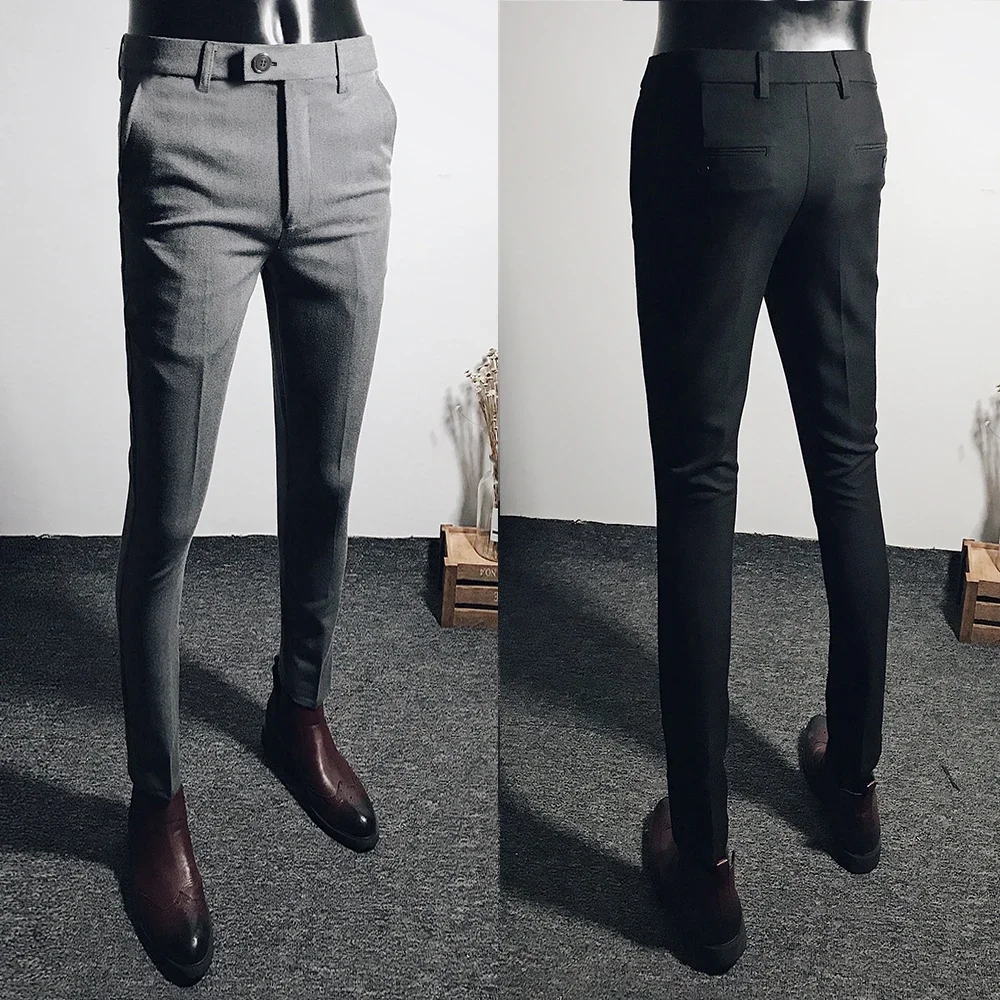 Men Suit Pants 2024 Spring New Straight Trousers Formal Dress Pants Solid Casual Pantalone   Mens Clothing