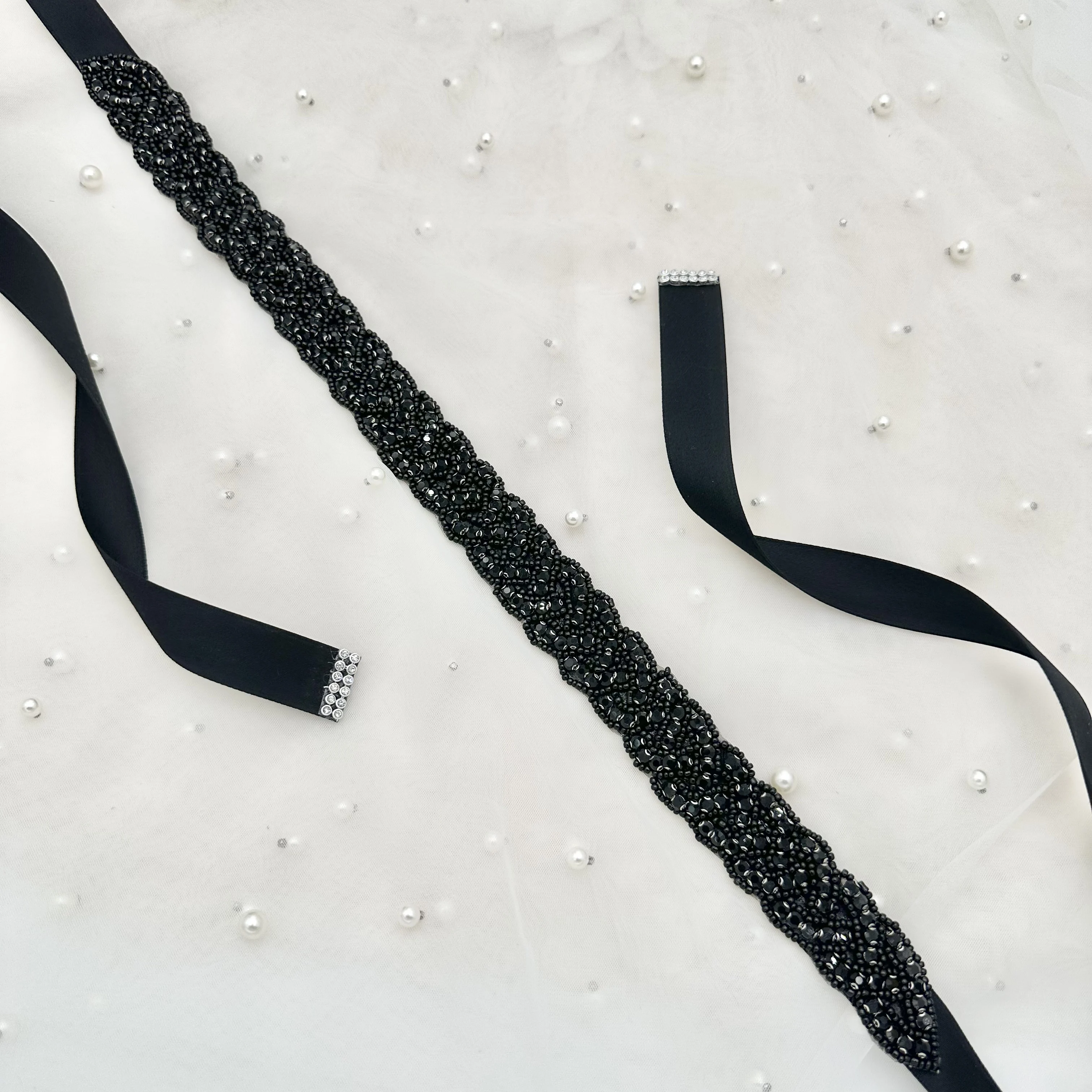 Amsoil-Cuentas de arroz de cristal con forma de oreja de trigo con diamantes para mujer, faja para vestido de novia, accesorios de boda, vestido, Festival, combinación falsa