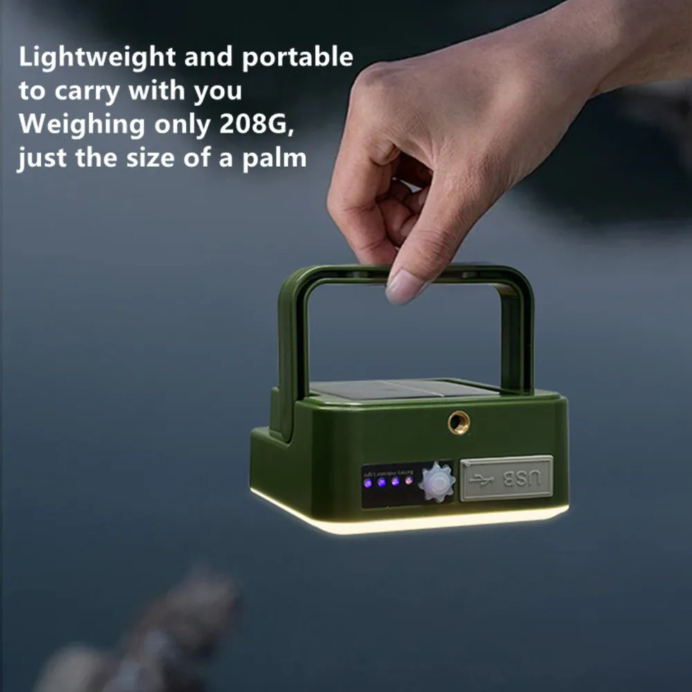 Powerful Solar LED Light Outdoor Lighting Type-C Charging Multi Level Lighting Mode Camping Tent Flashlight Portable Lamp