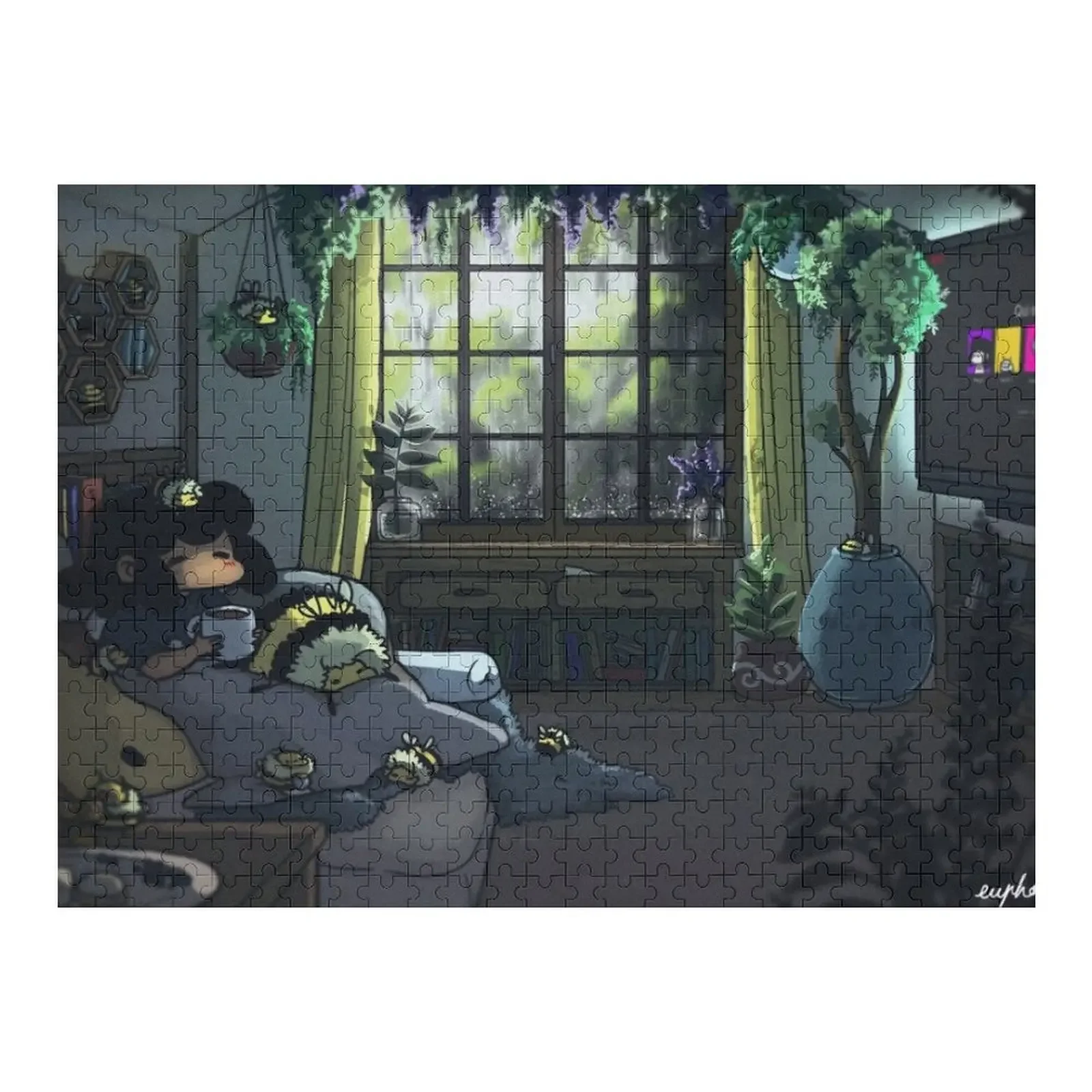 

Rainy Afternoon Jigsaw Puzzle Personalize Diorama Accessories Custom Wooden Name Puzzle