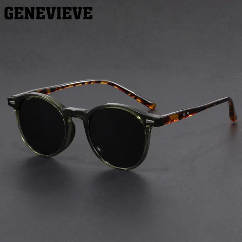 Imagen 2 del producto GENEVIEVE, diseño de montura redonda geométrica Simple, gafas de sol polarizadas para hombres y mujeres, protección UV, prescripción personalizable 1080