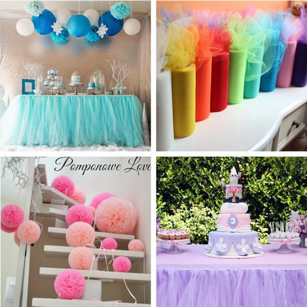 

25 Rolls Green Tulle Fabric for Party Decor Mesh Skirt Supplies Wedding Craft Tutu Props Favor Ornament